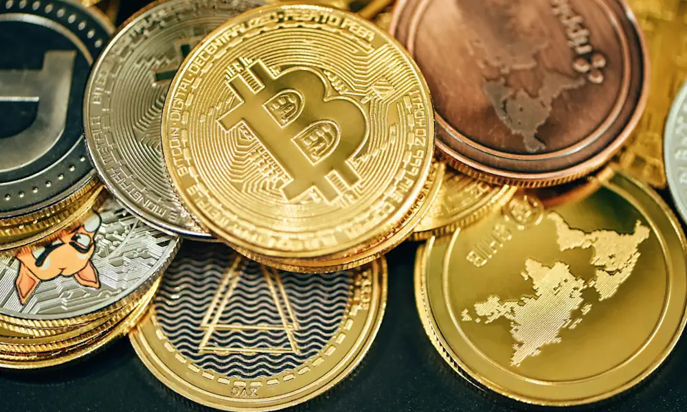 Pile of Bitcoin and other crypto coins